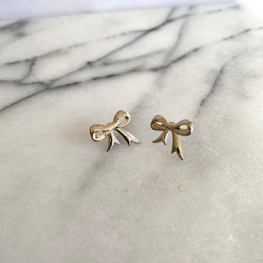 Large Vintage Silver Bow Earrings