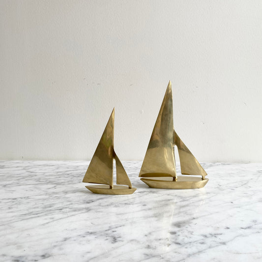 Pair of Vintage Brass Sailboats