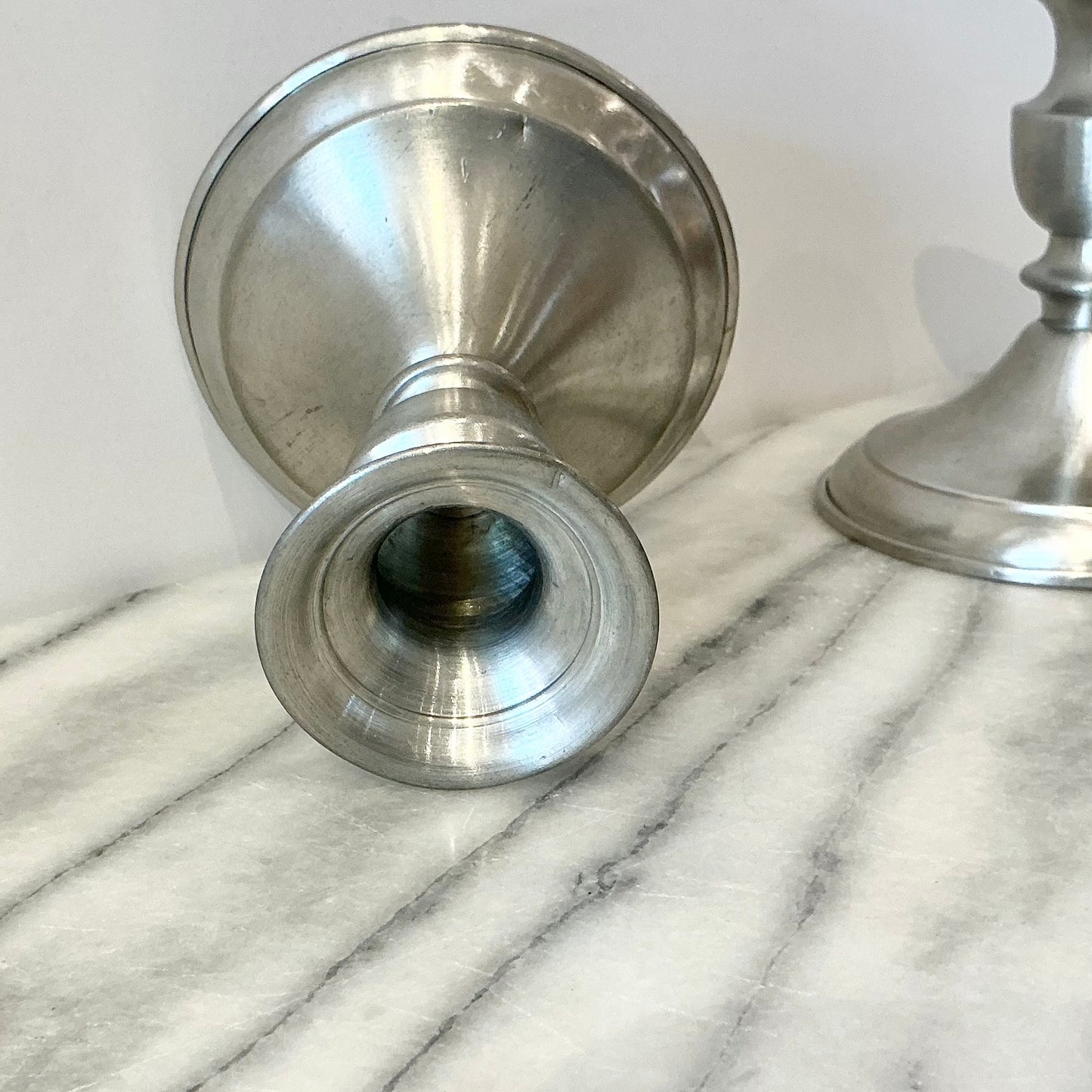 Pair of Vintage Pewter Candlestick Holders