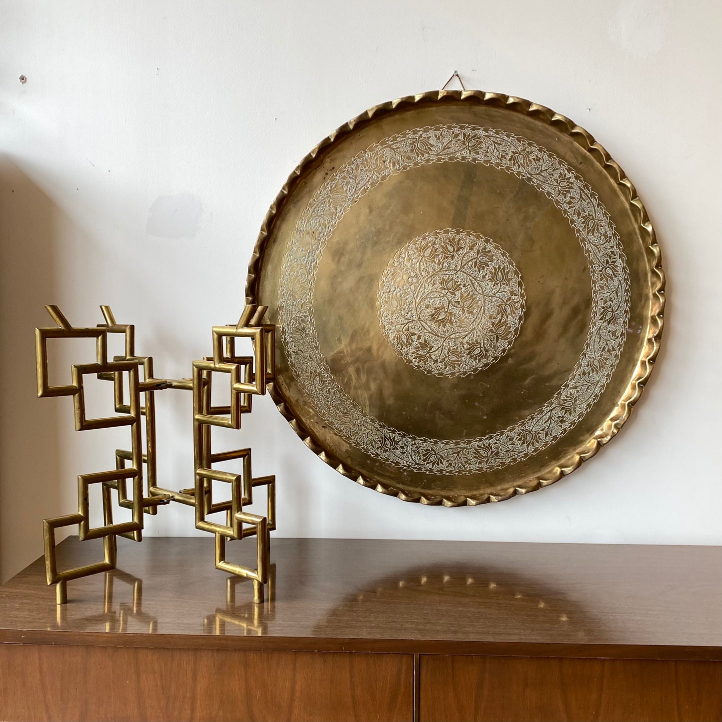 XL Vintage Brass Tray Coffee Table / Wall Decor