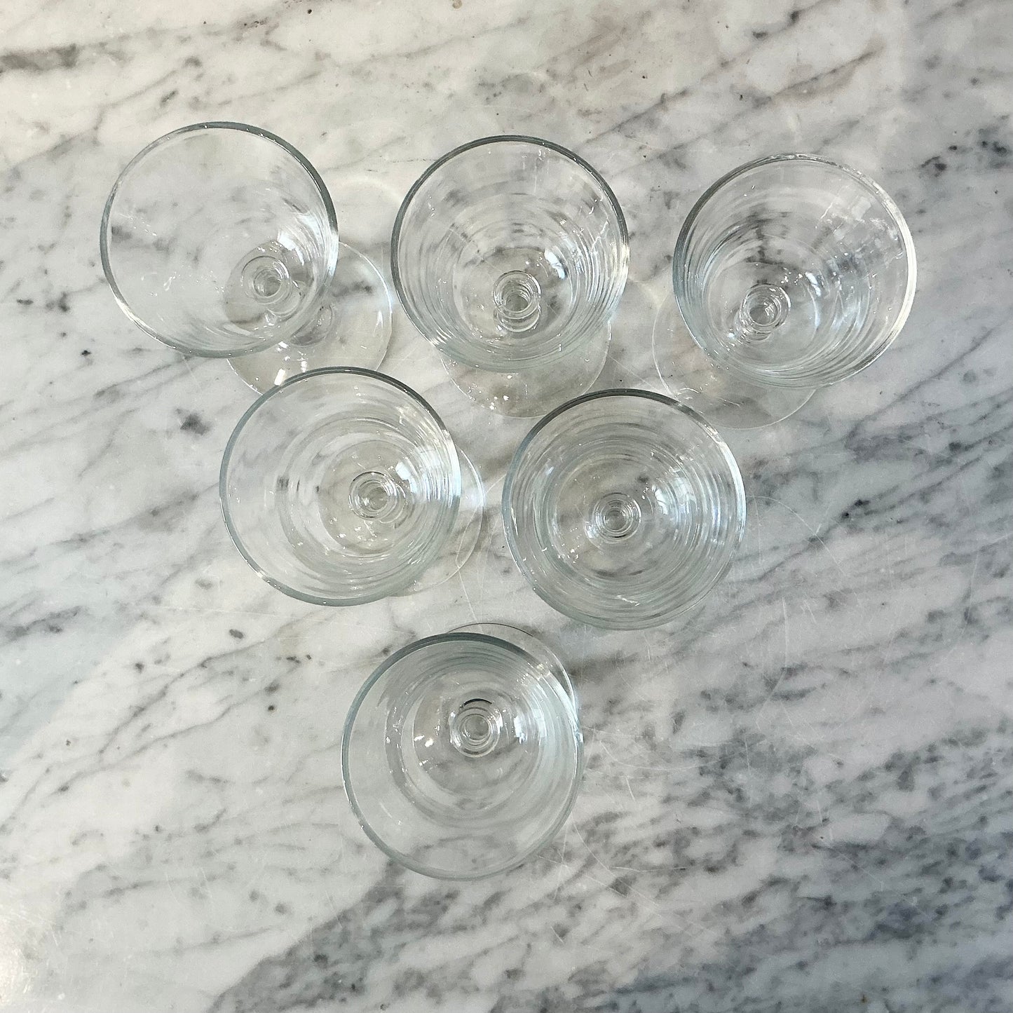 S/6 Vintage Bubble Stem Glasses