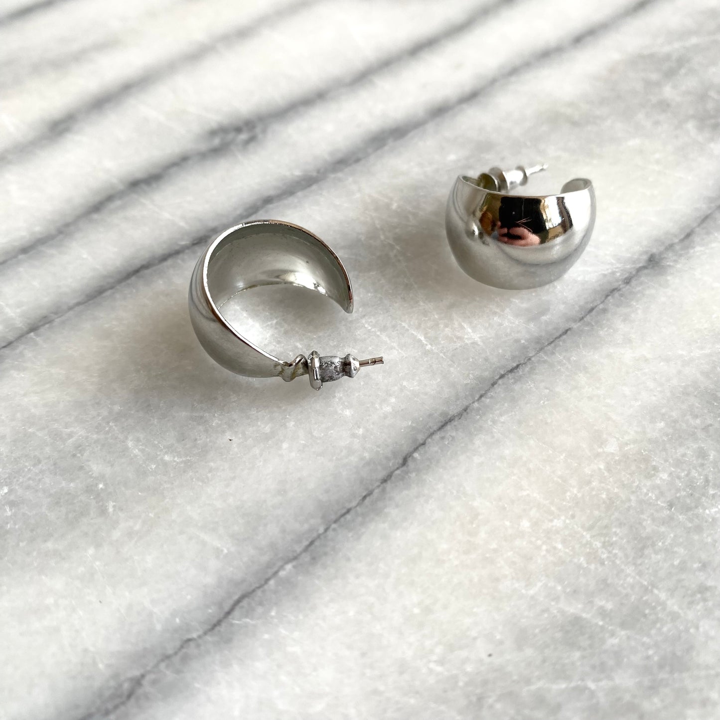 Vintage Silver Metal Hoops