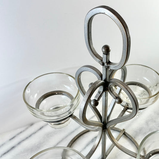 Vintage Iron Candelabra with Glass Cups