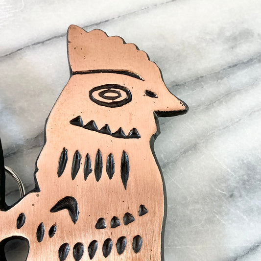 Vintage Cast Iron + Copper Rooster Trivet