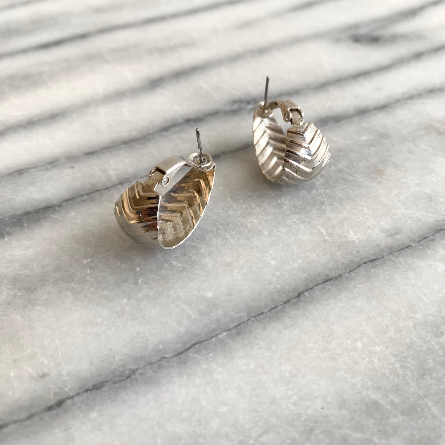 Vintage Silver “Chevron” Earrings