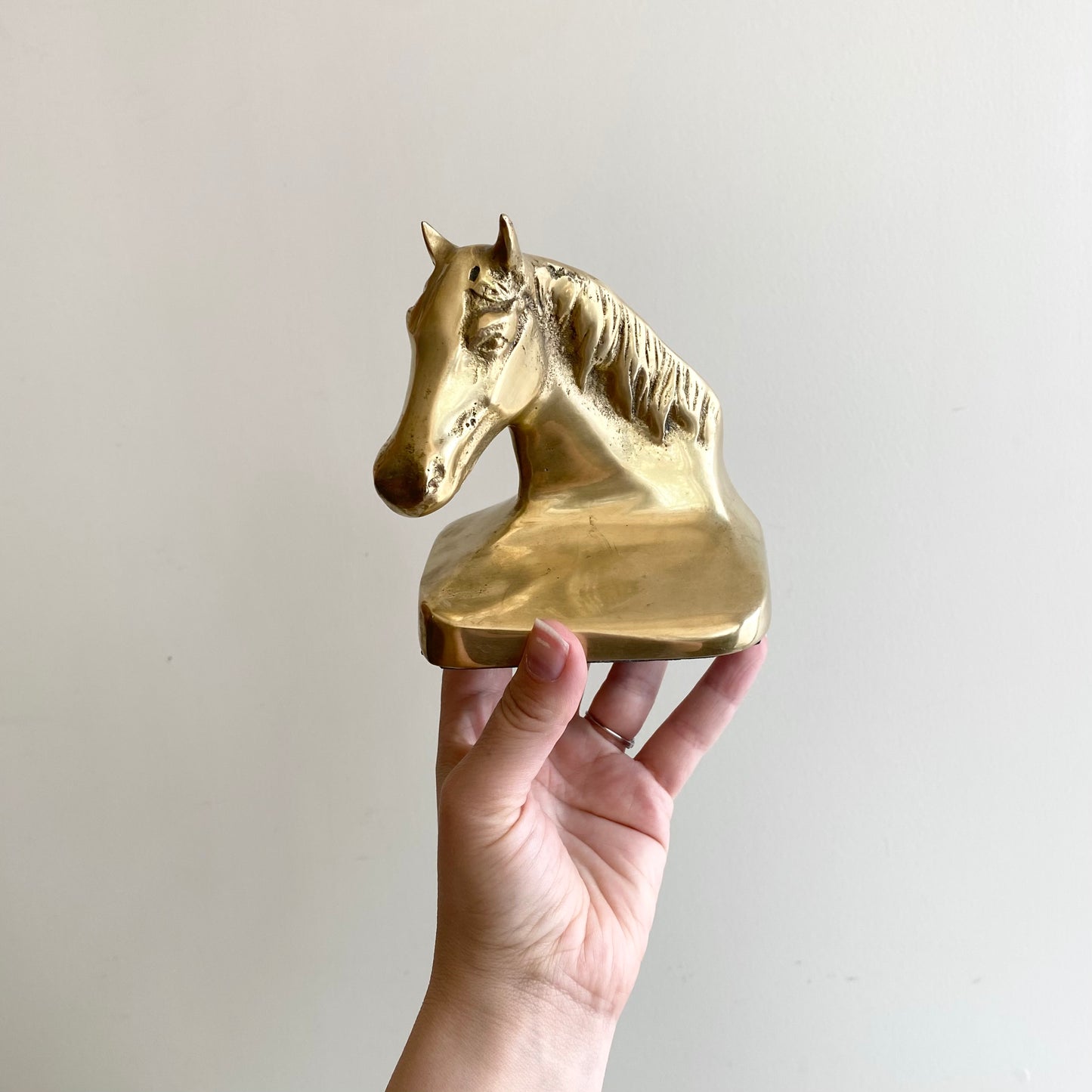 Vintage Brass Horse Bust Bookends