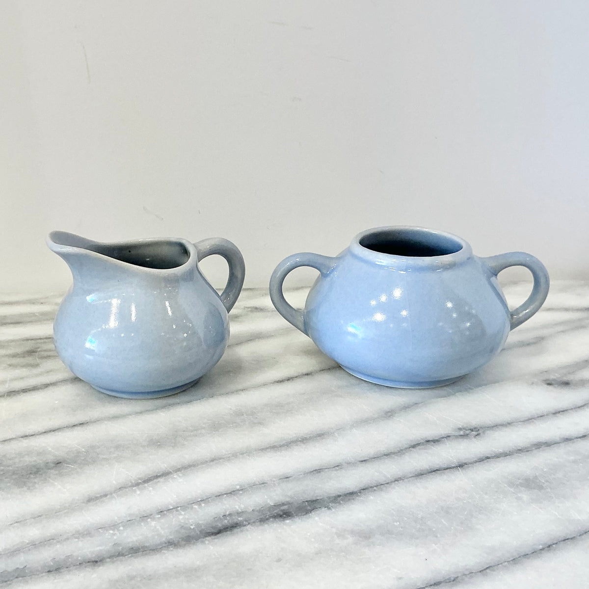Vintage Baby Blue Creamer + Sugar Set