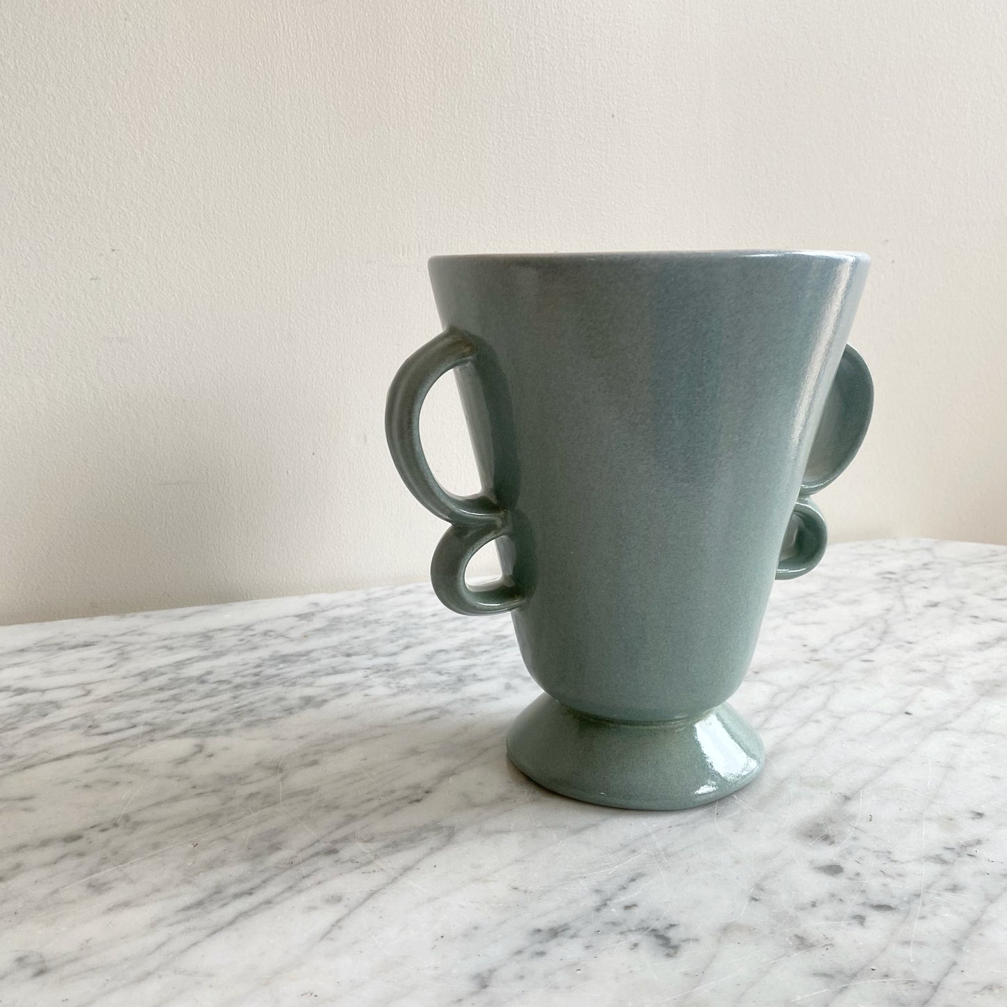 Vintage Ceramic Vase with Double Loop Handles