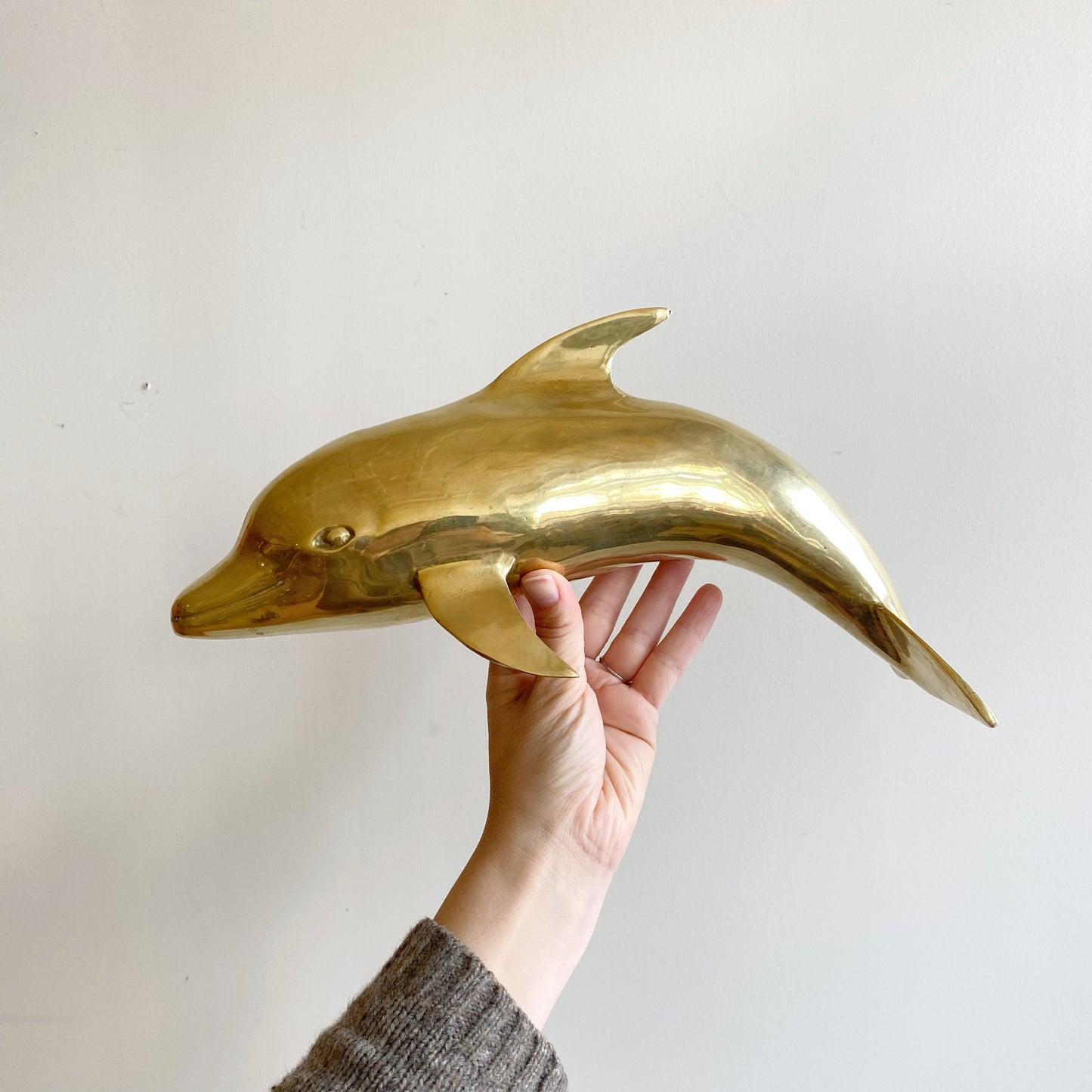 XL Vintage Brass Dolphin, 13"  (Nautical Collection)