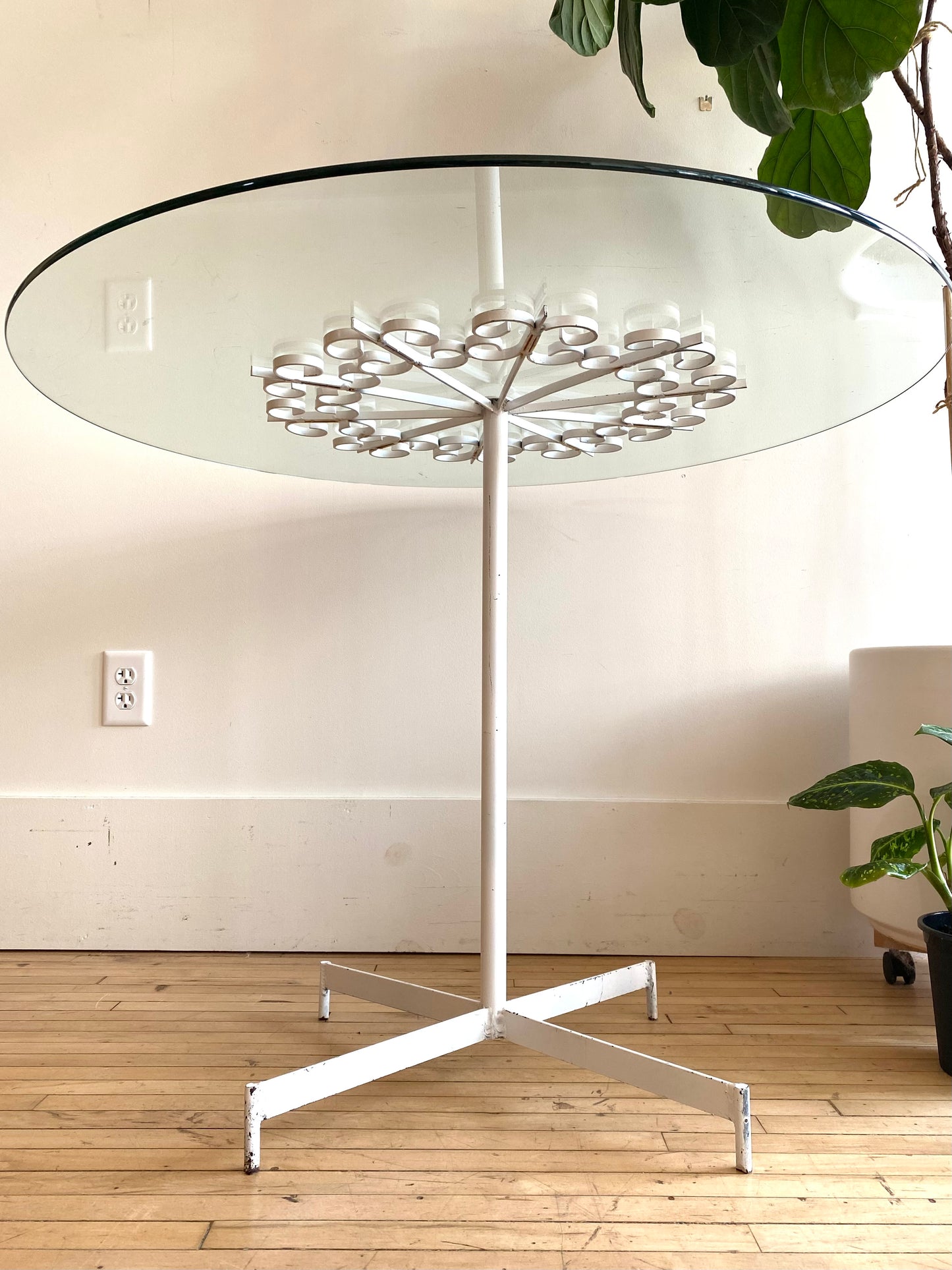 Vintage Arthur Umanoff White Metal Bistro Table