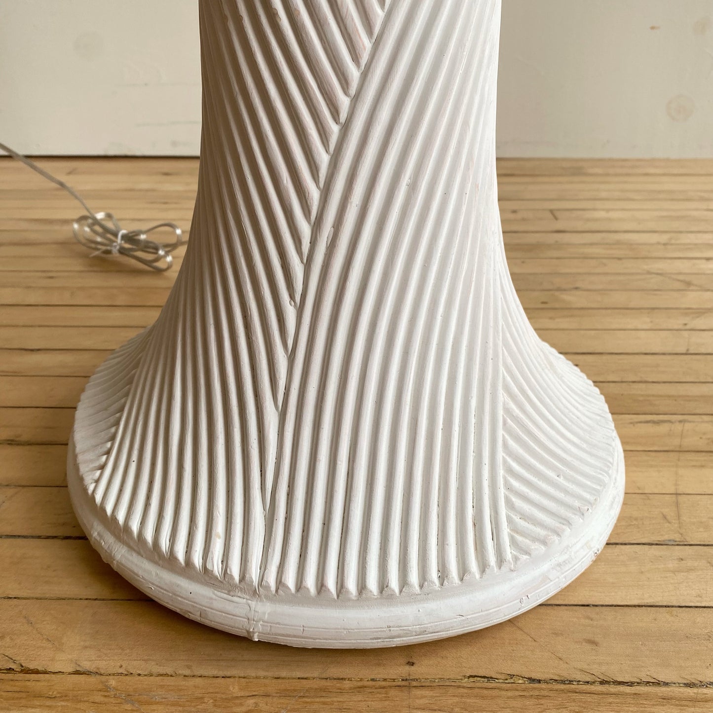 Vintage Reeded Plaster Floor Lamp with Shade