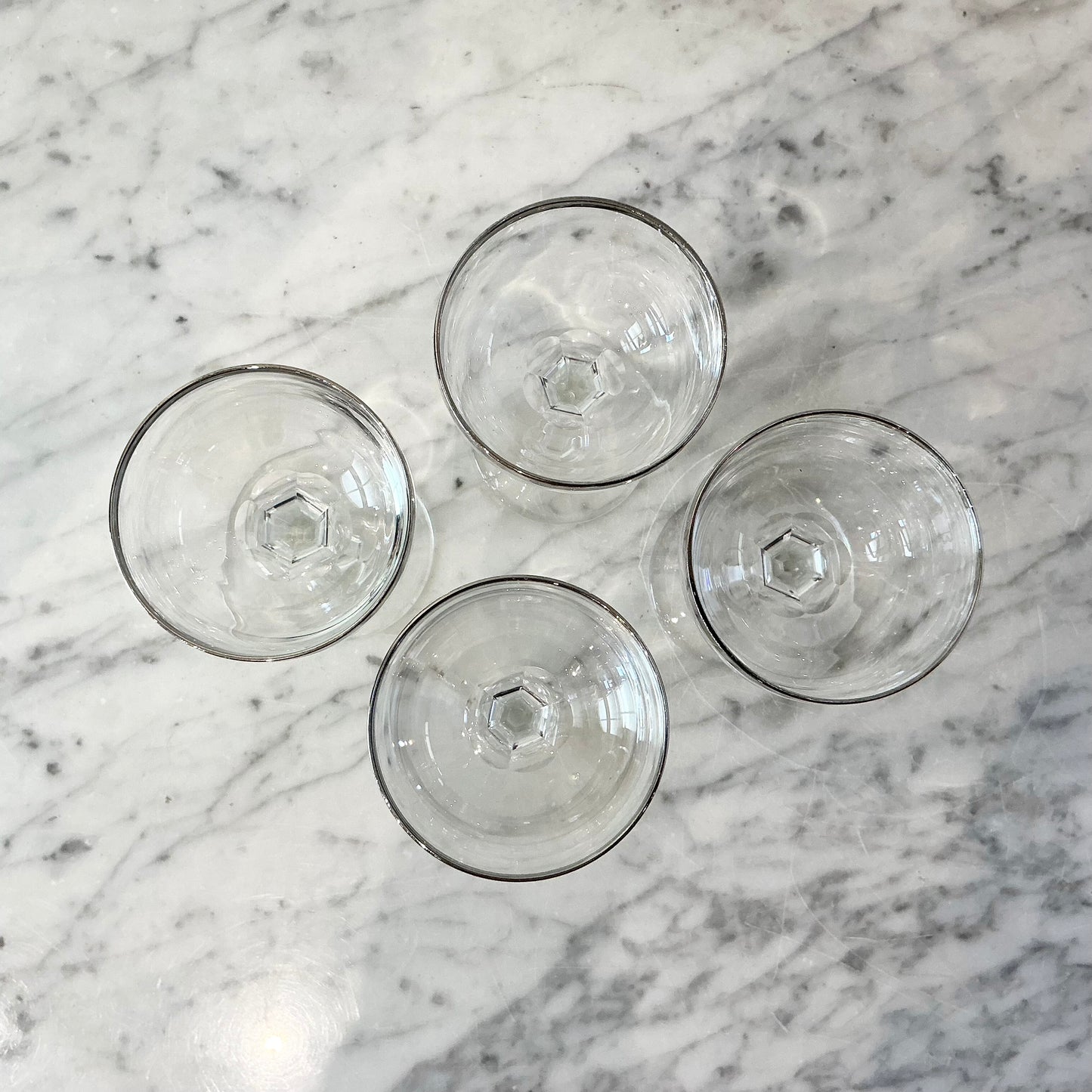 S/4 Vintage Stemmed Glasses with Silver Rim
