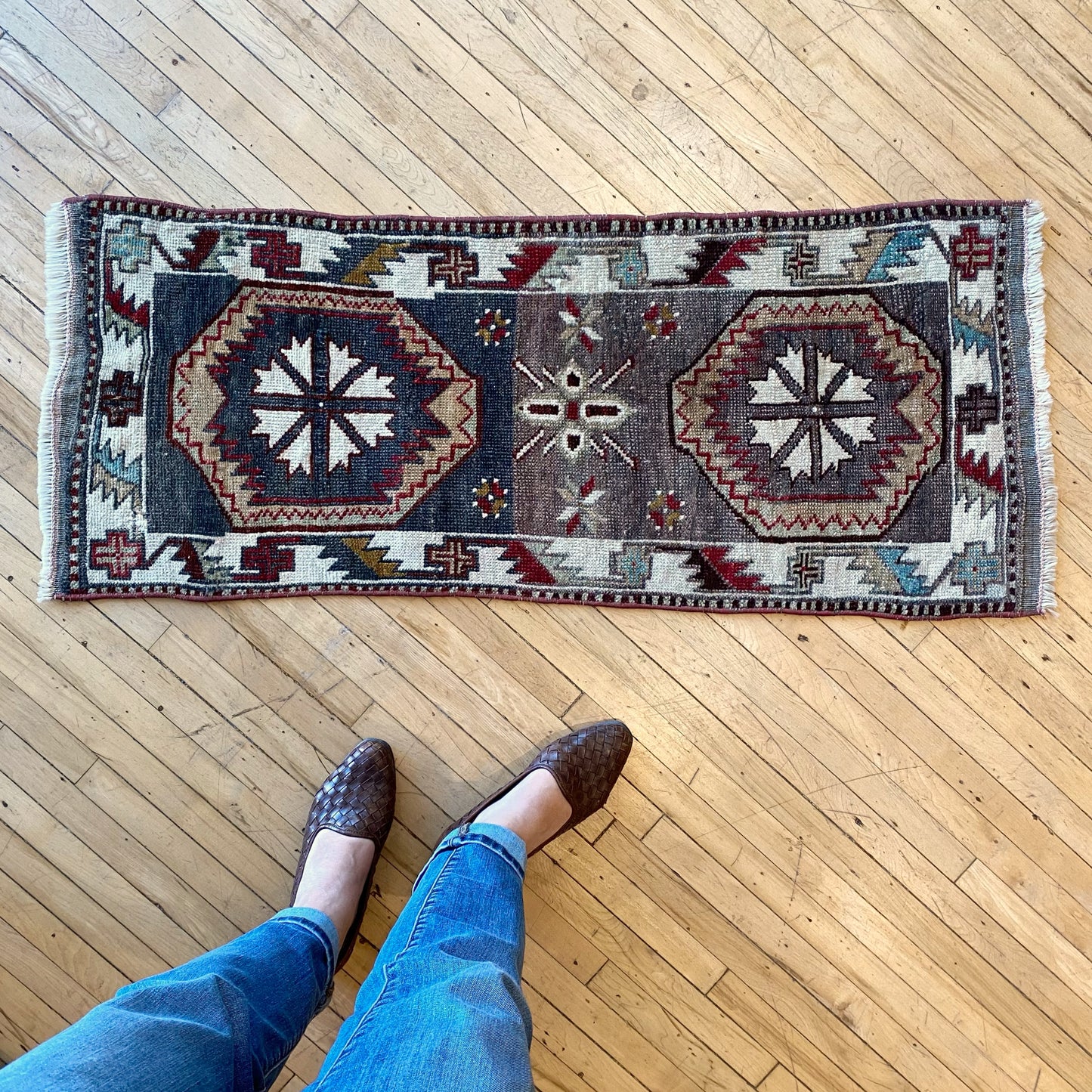 Vintage Turkish Mini Rug (3’6” x 1’5.5”)