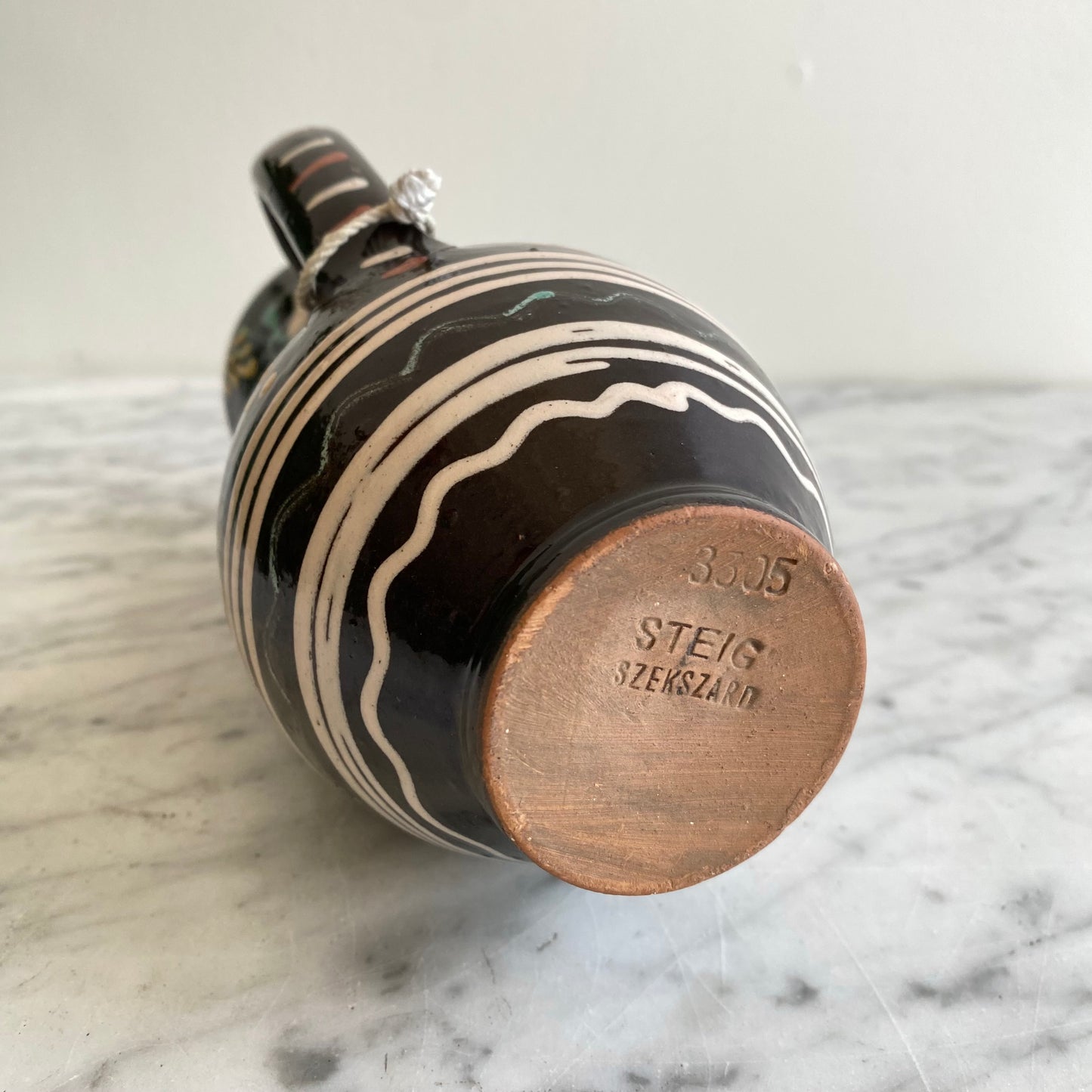 Vintage Hungarian Folk Art Pitcher, 8"