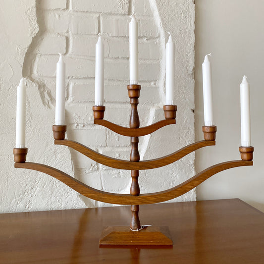 Vintage XL Wooden Candelabra, 24"