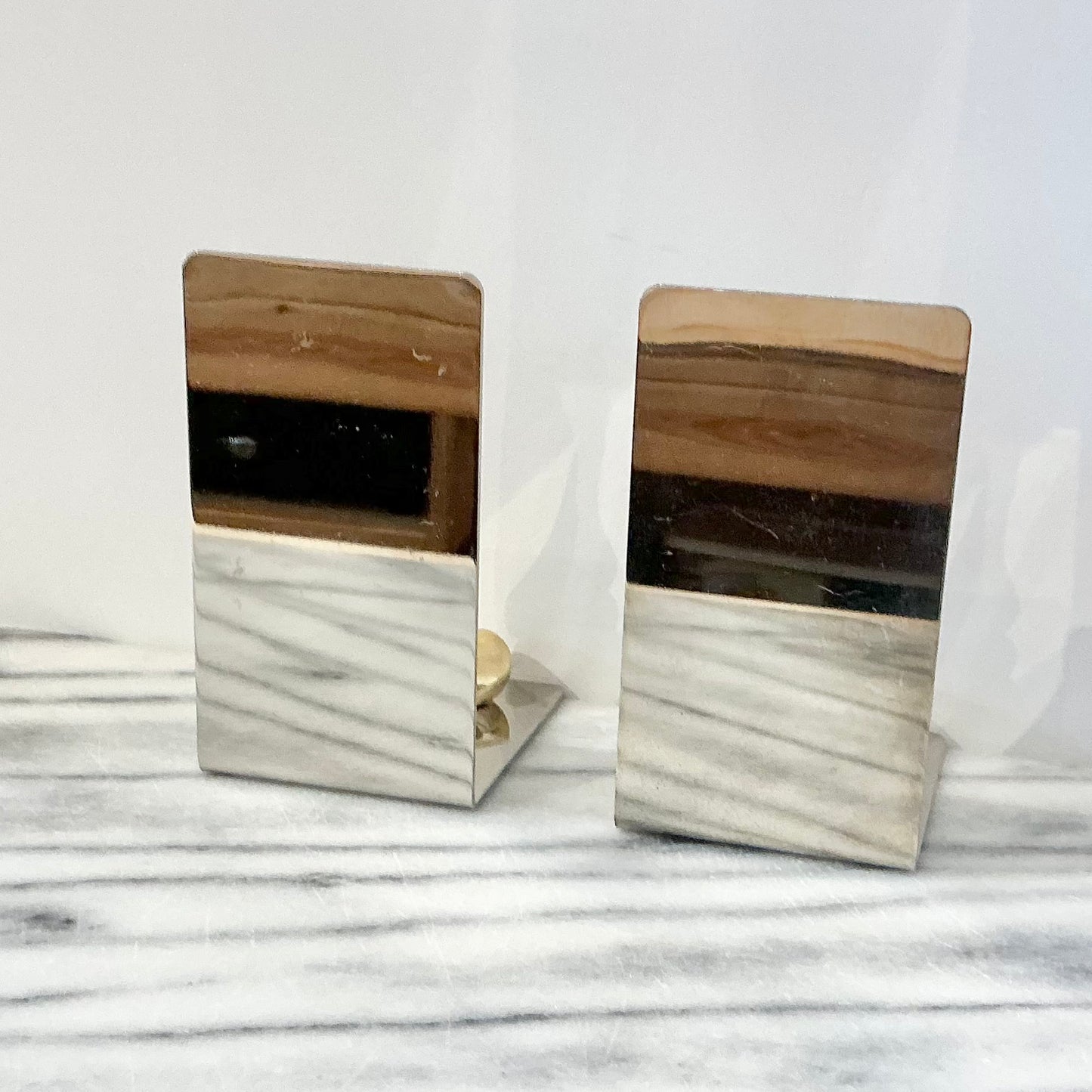 Vintage Chrome + Brass Golf Bookends