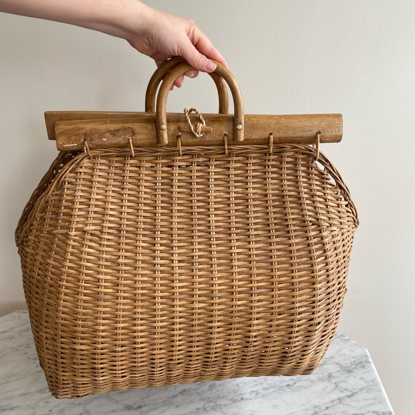 Vintage XL Wicker Tote Bag