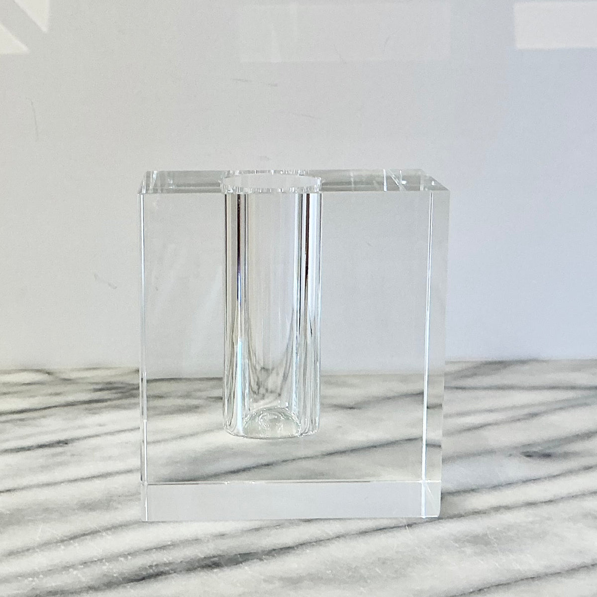 Vintage Heavy Crystal "Block" Vase
