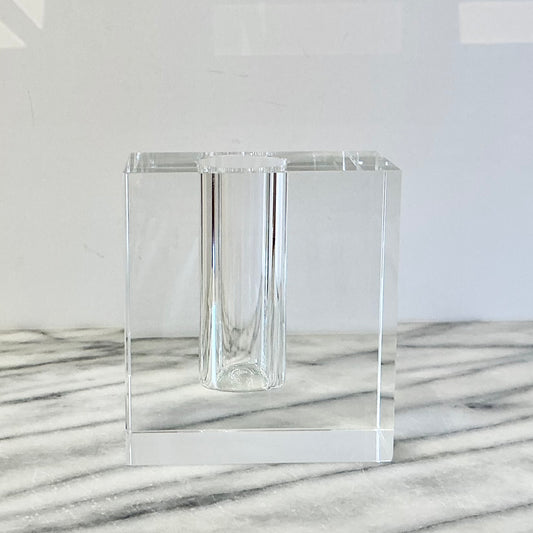 Vintage Heavy Crystal "Block" Vase