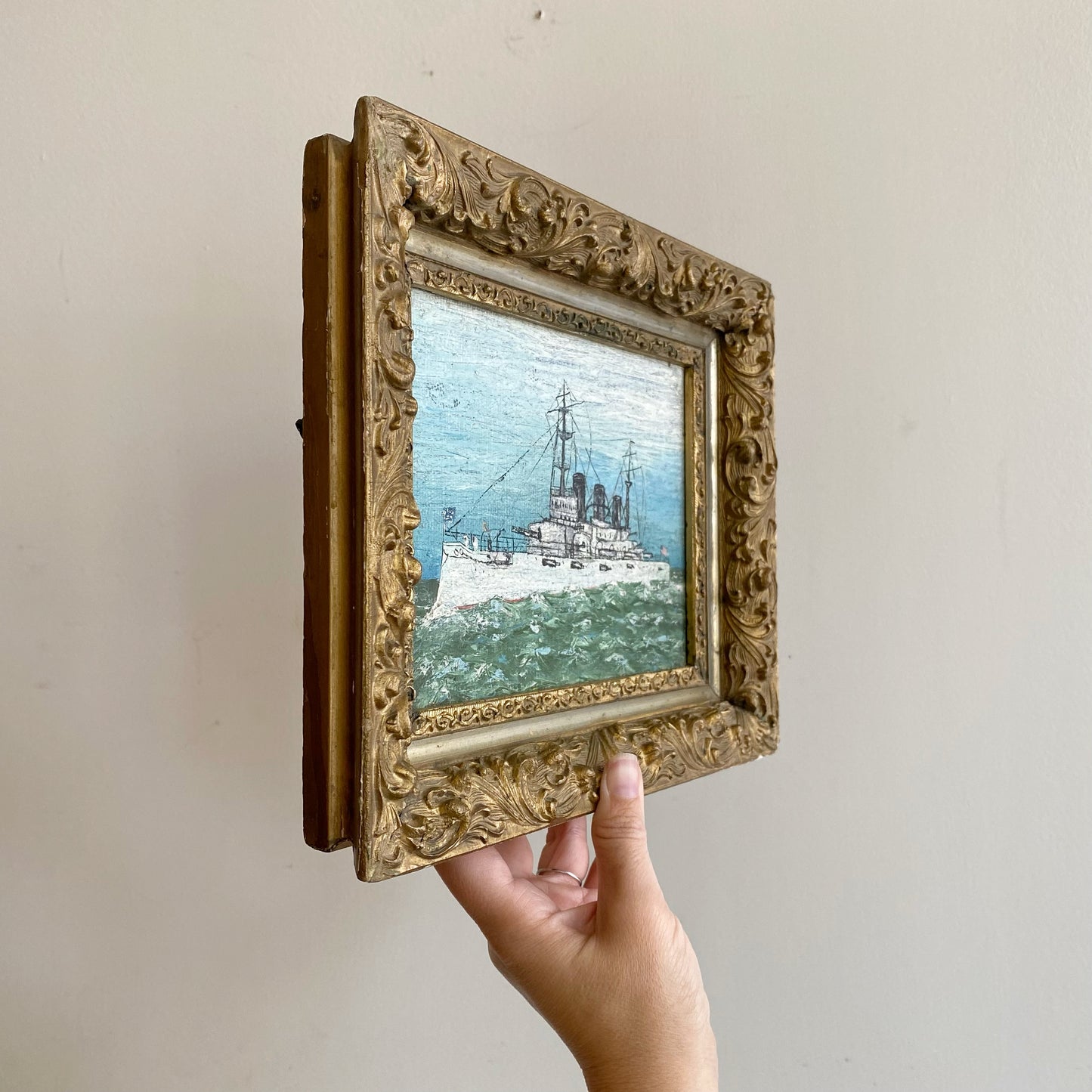 Original Antique Framed Ship Painting (NAUTICAL COLLECTION)