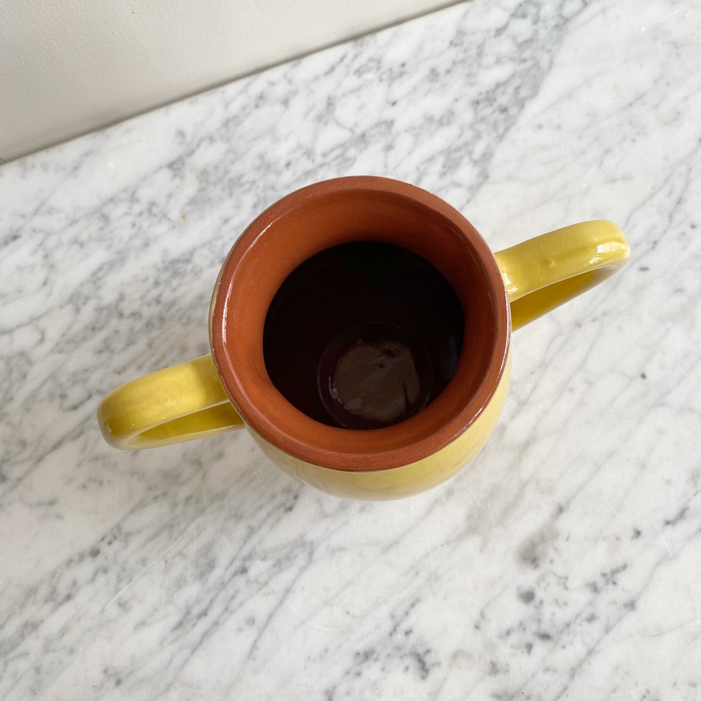 Vintage Yellow Double-Handled Ceramic Vase, Portugal