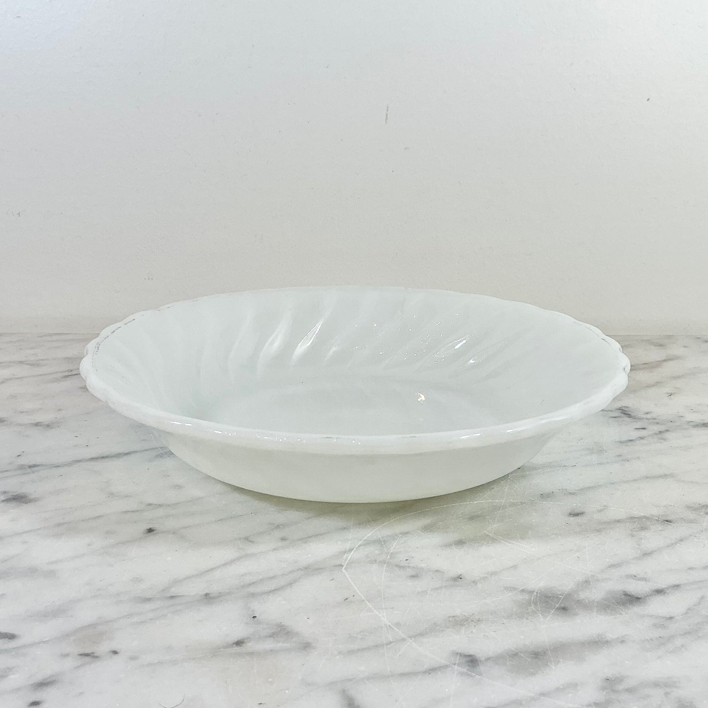 Vintage Scalloped Milk Glass Bowl, 7.75"