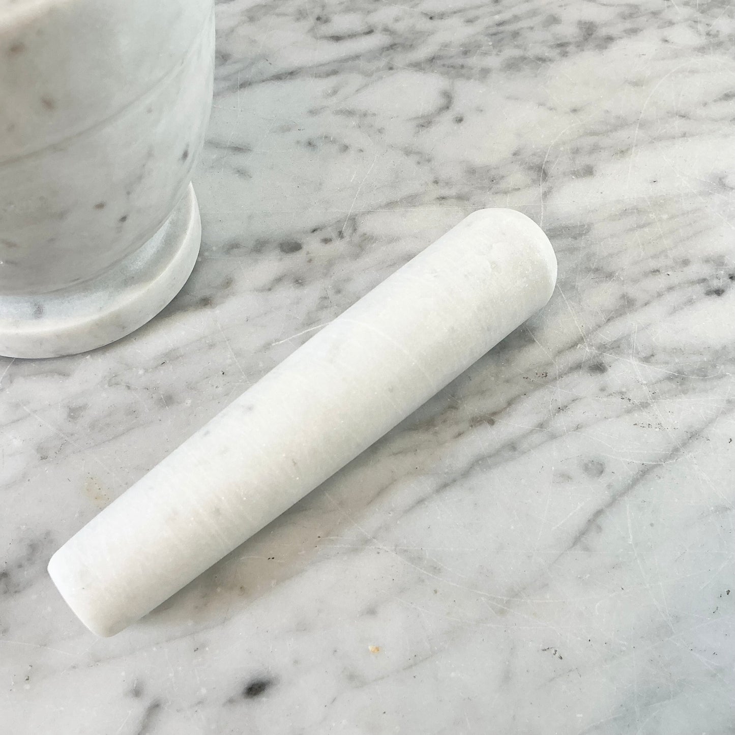Found White Marble Pestle + Mortar