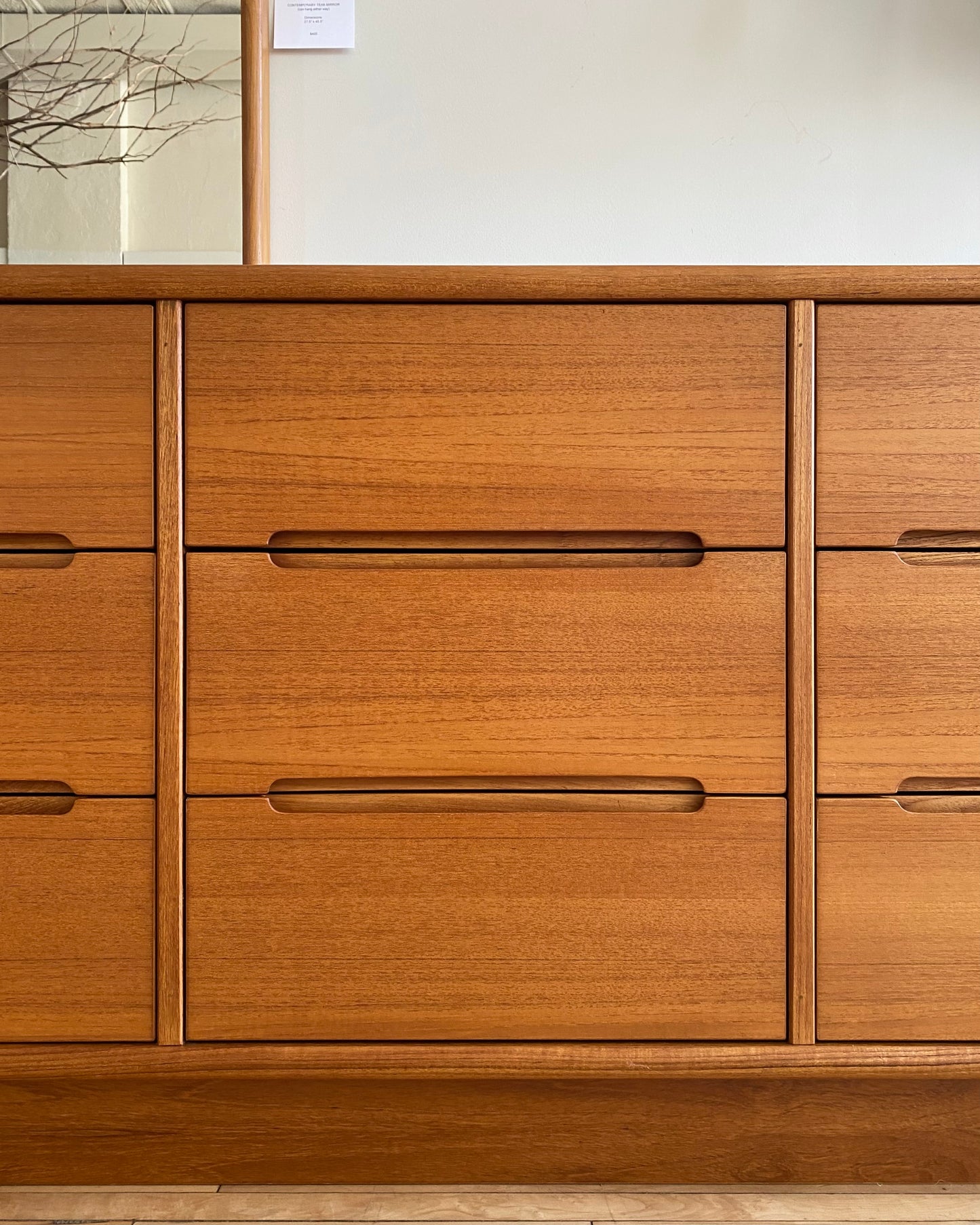 Contemporary Teak 9-Drawer Dresser / Credenza