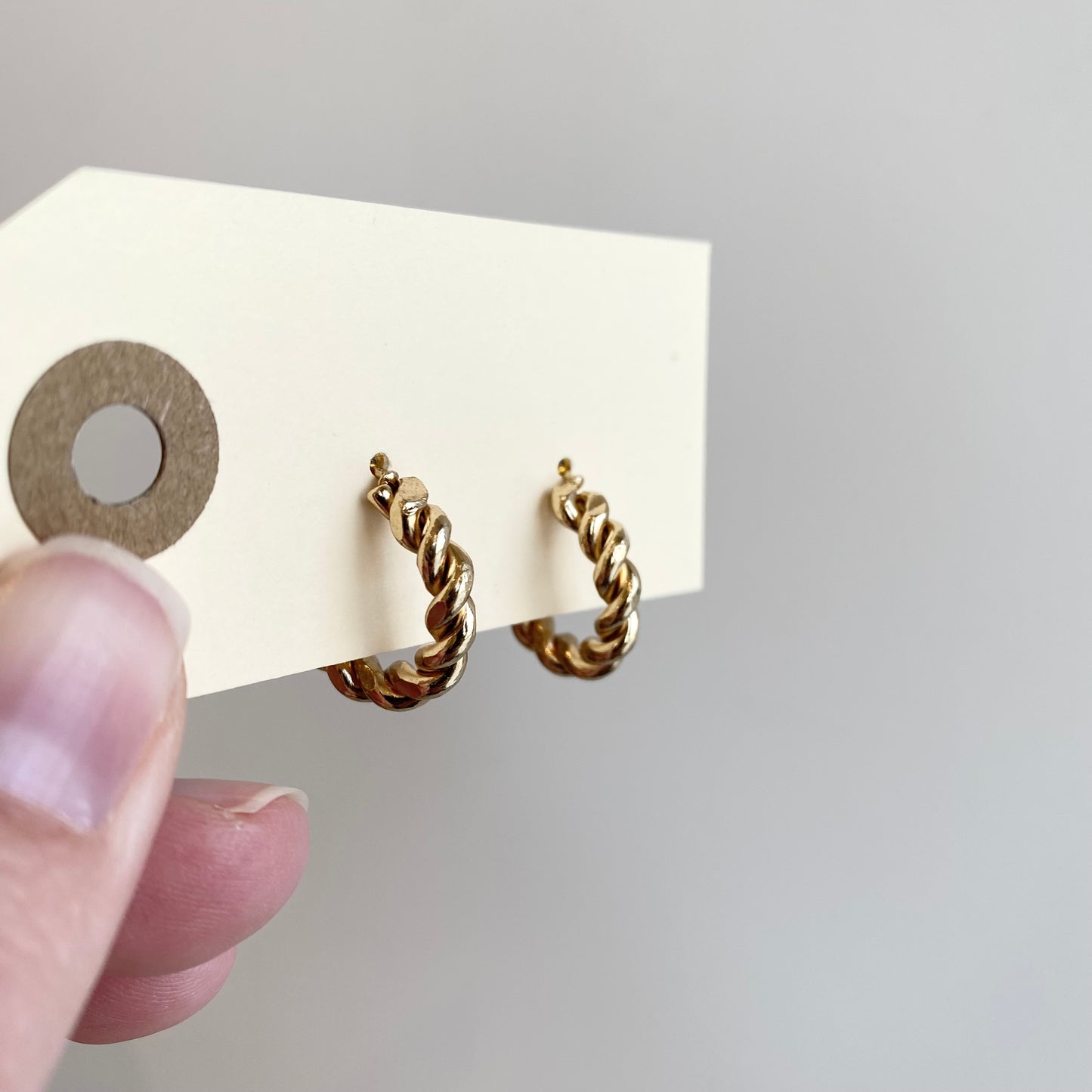 Vintage Golden Twisted Rope Hoop Earrings