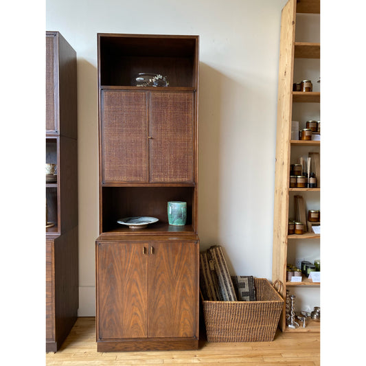 Vintage 2-pc Bookcase with Cane Front Doors