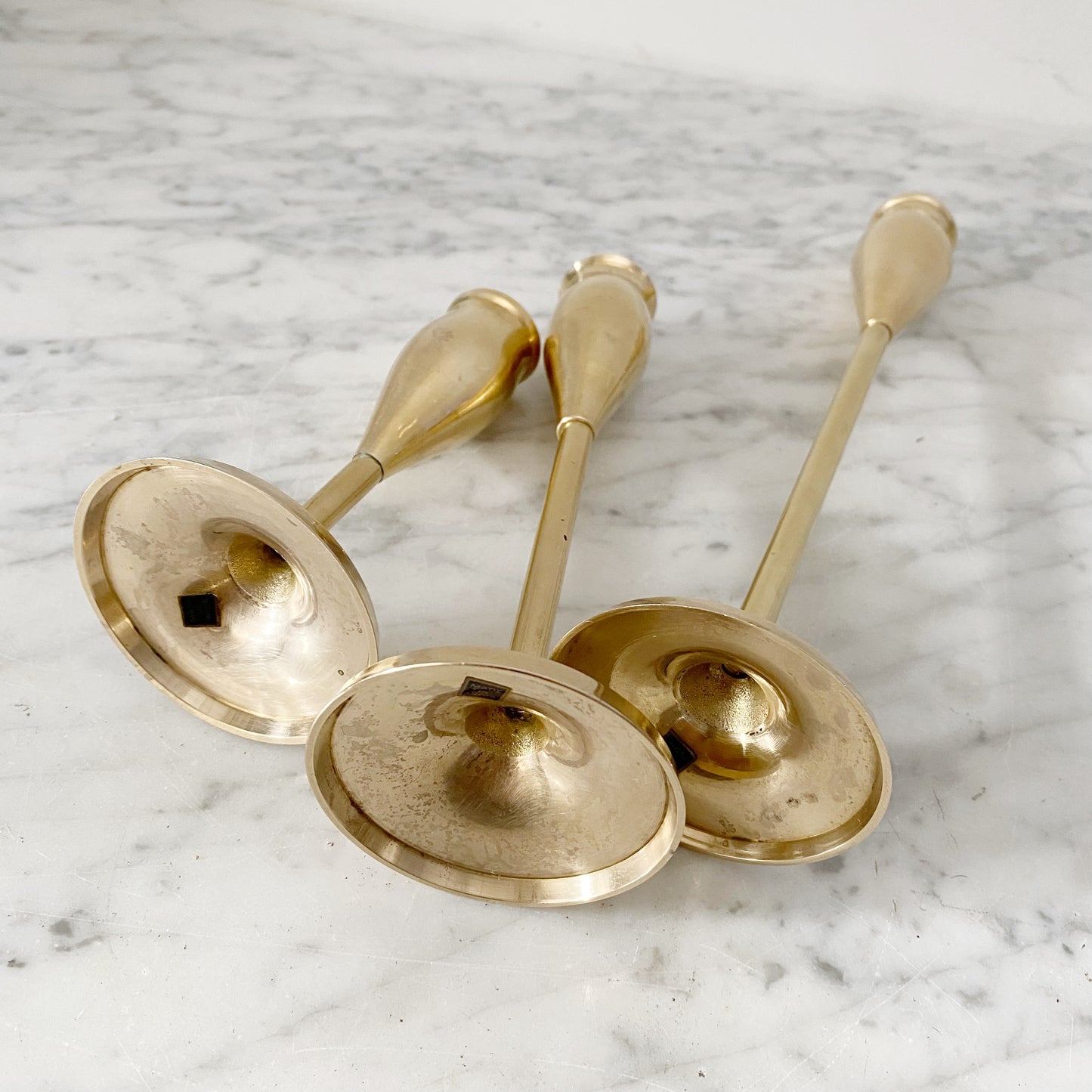 Trio of Vintage Brass Candlestick Holders