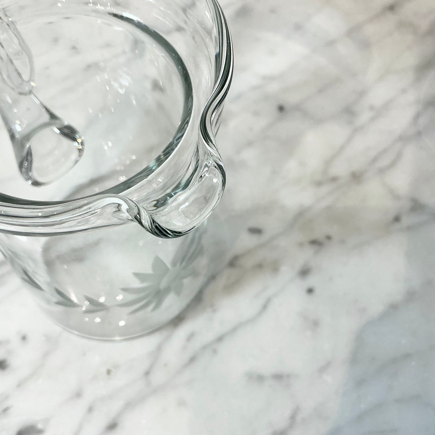 Vintage Etched Glass Creamer or Syrup Pitcher