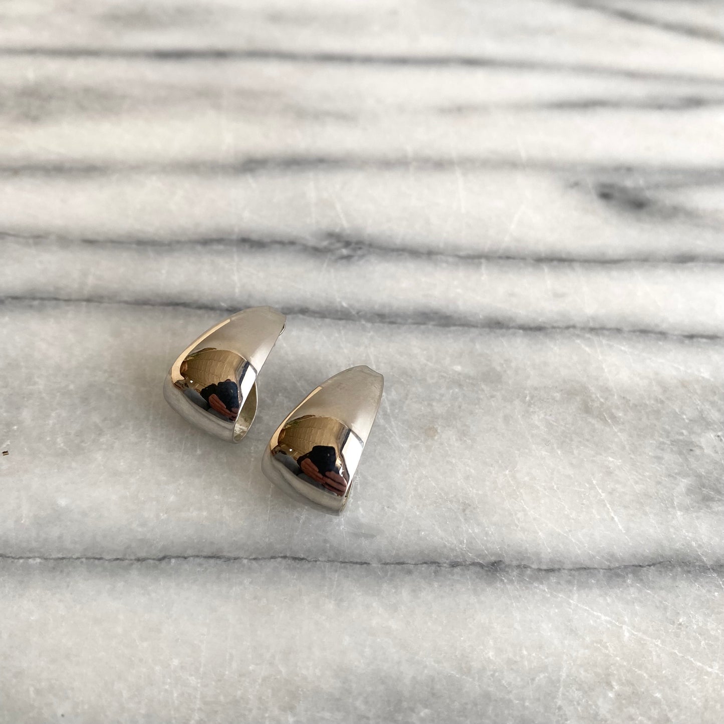 Vintage Polished Silver Hoop Earrings