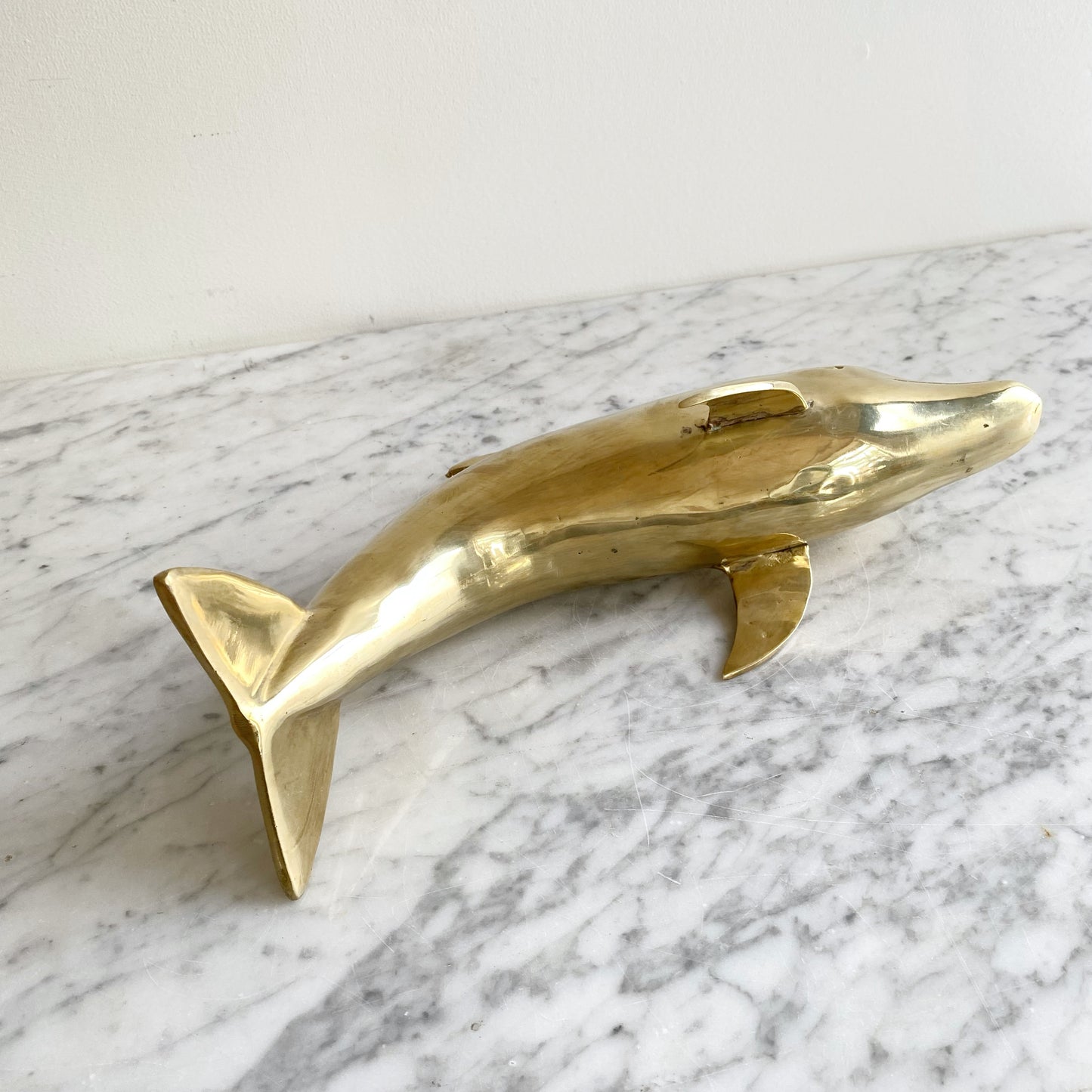 XL Vintage Brass Dolphin, 13"  (Nautical Collection)