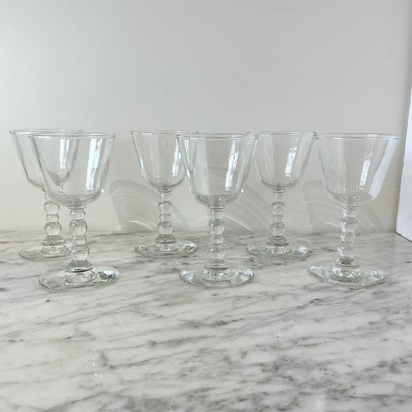 S/6 Vintage Bubble Stem Glasses