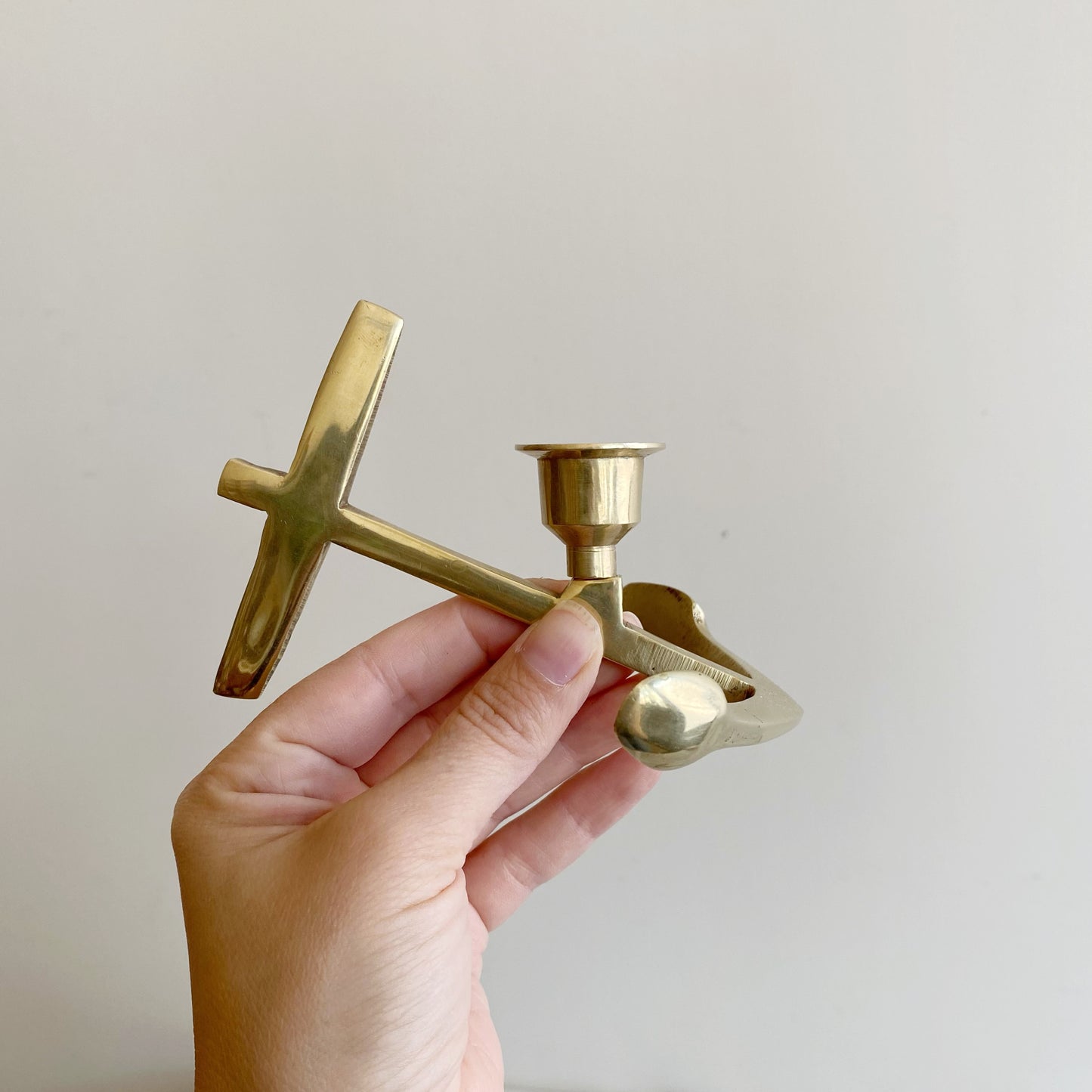 Pair of Vintage Brass Anchor Candle Holders (NAUTICAL COLLECTION)