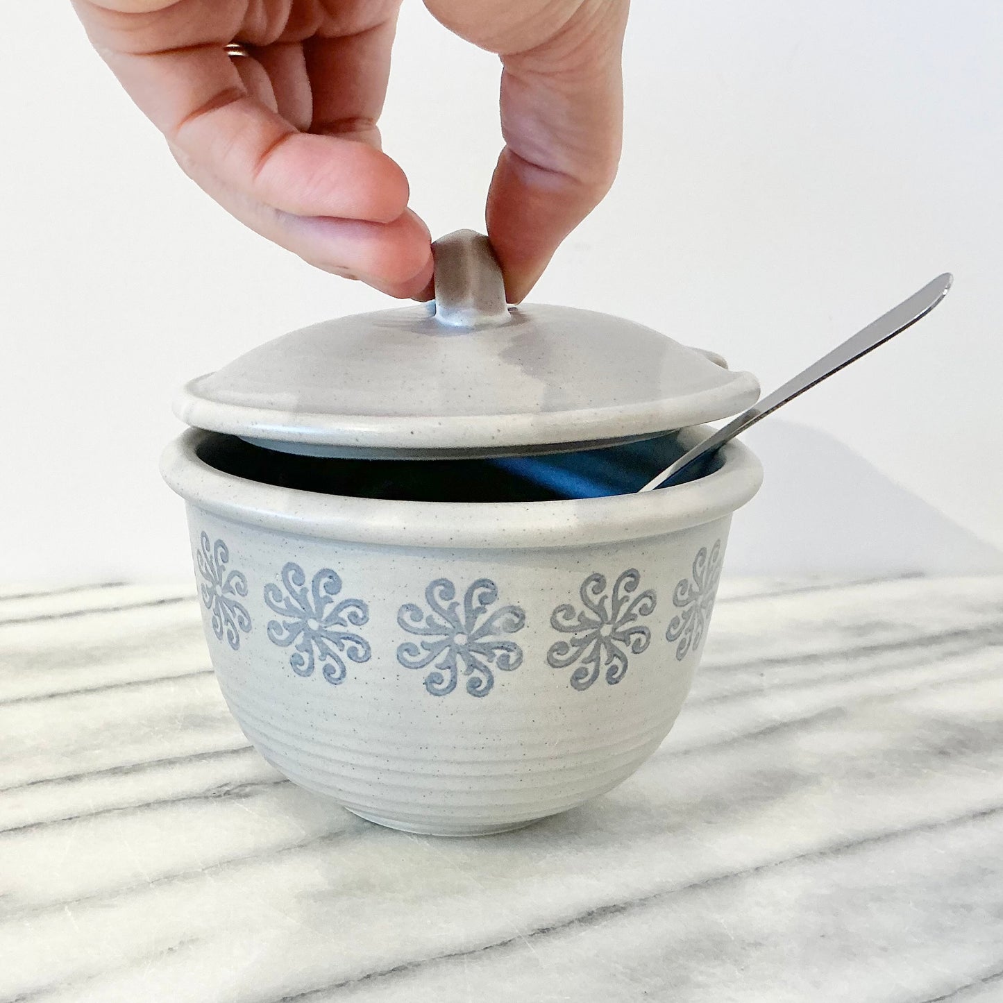 Vintage Ceramic Sugar Bowl with Lid
