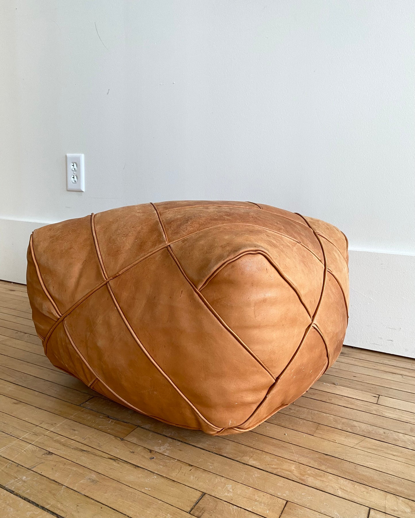 Found Leather Pouf