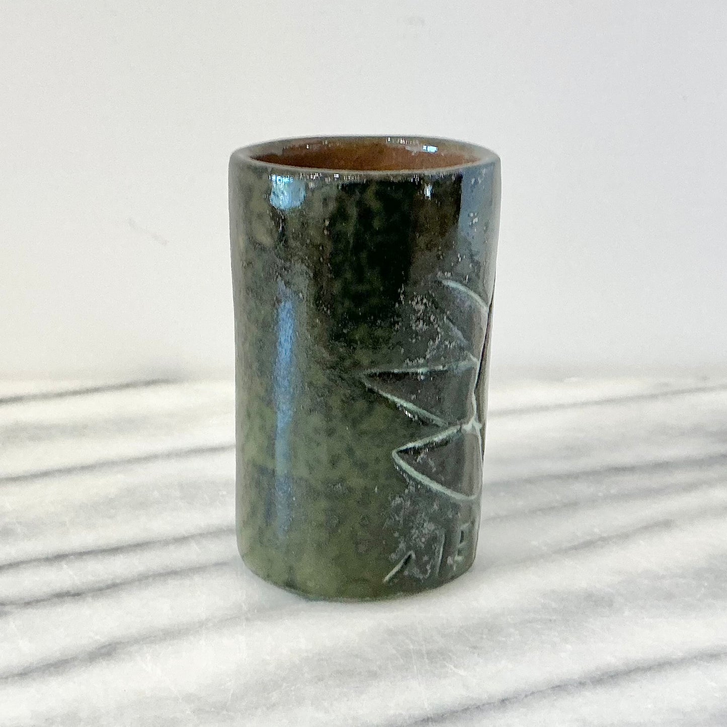 Vintage Mexican Pottery Shot Glass