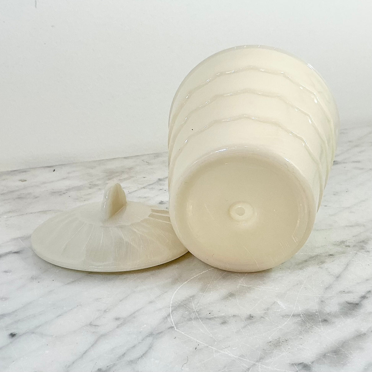 Vintage Ivory Glass Container