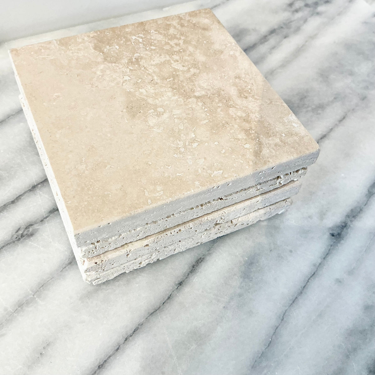 S/4 Vintage Travertine Coasters