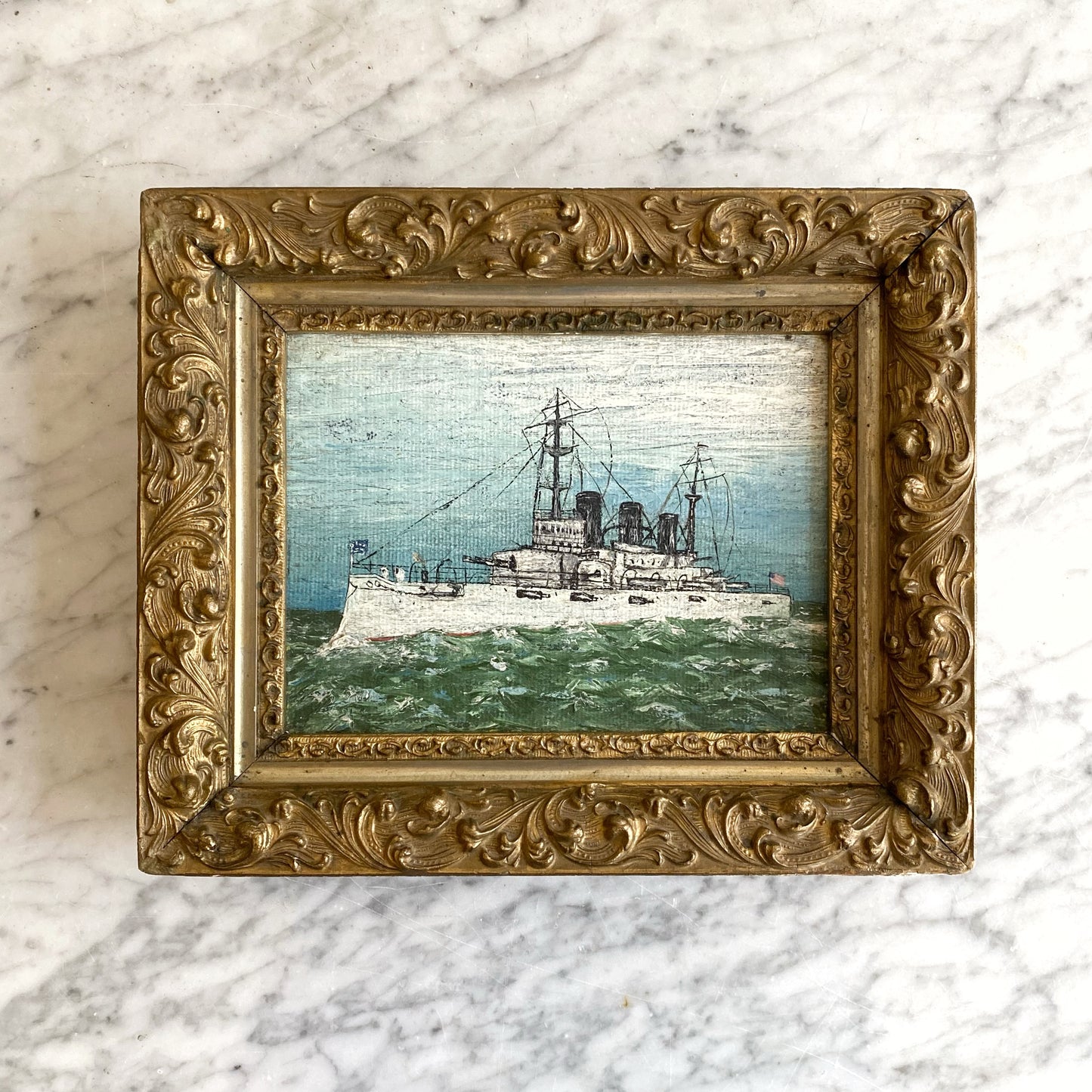 Original Antique Framed Ship Painting (NAUTICAL COLLECTION)