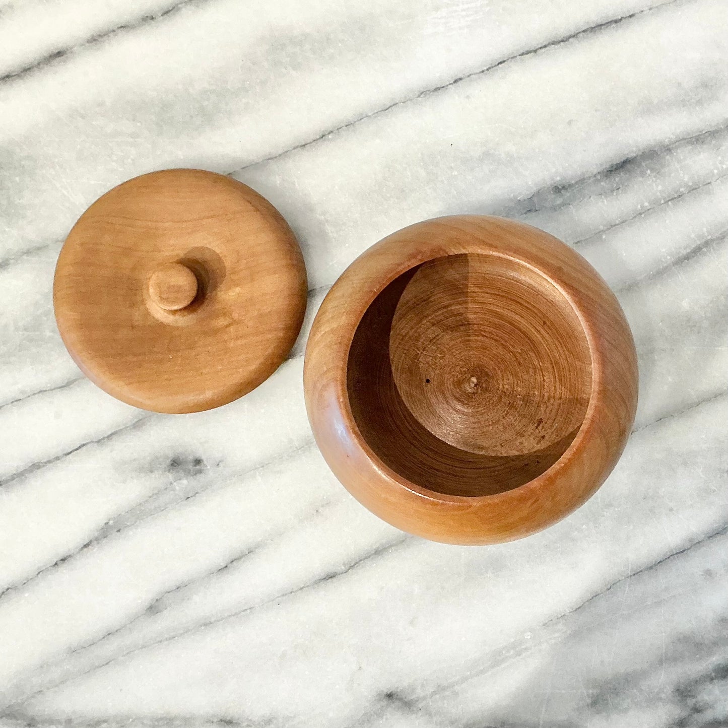 Small Vintage Turned Wood Container