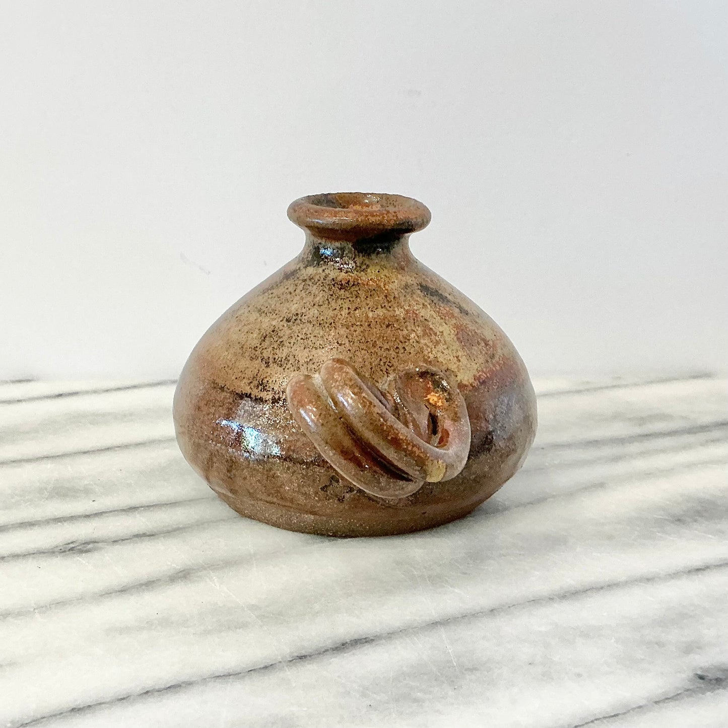 Small Vintage Bud Vase with Curly-Q Handle