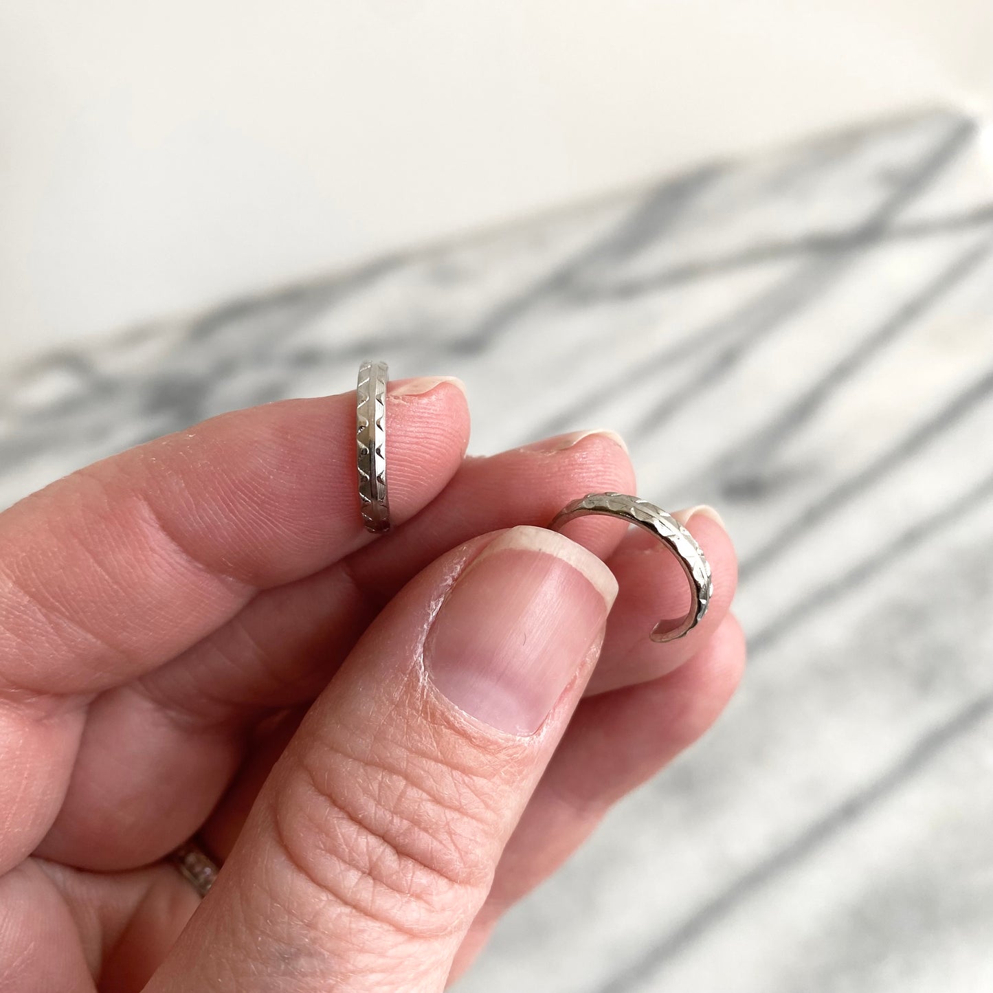 Vintage Etched Silver Hoop Earrings