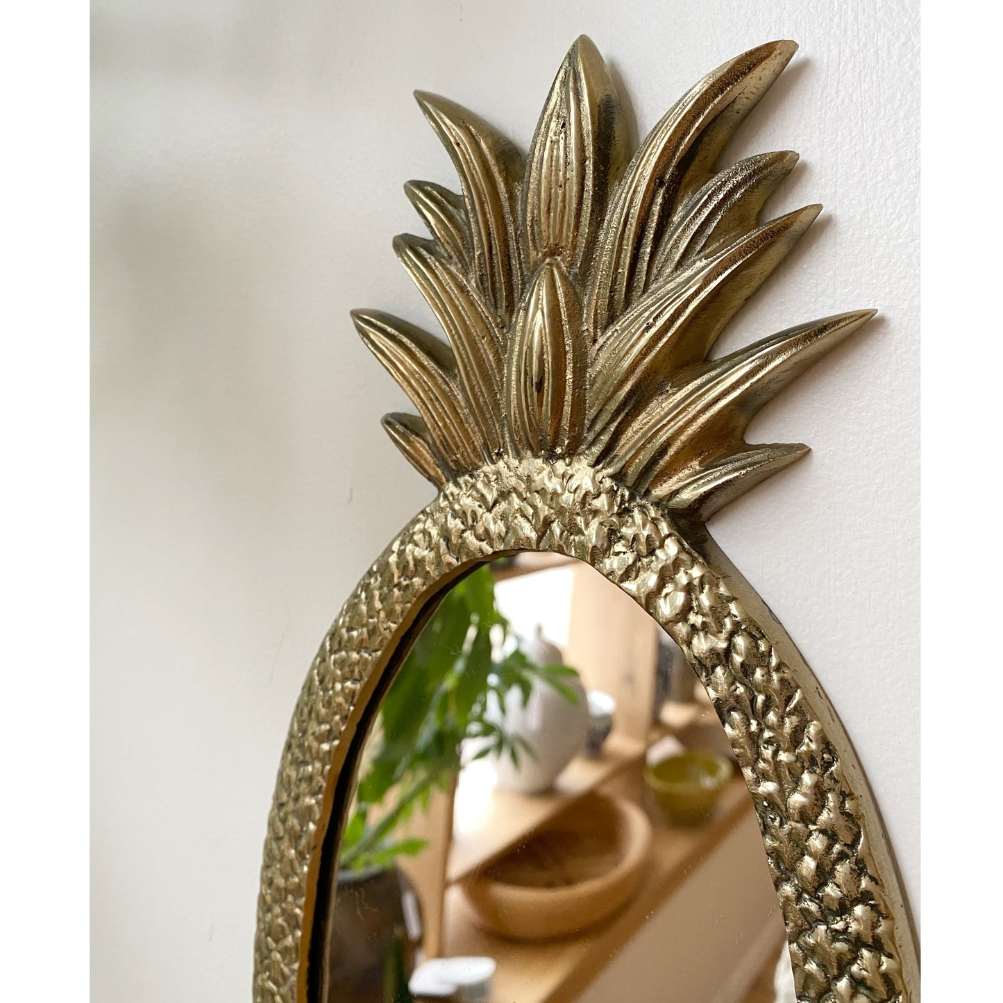 Vintage Brass Pineapple Accent Mirror