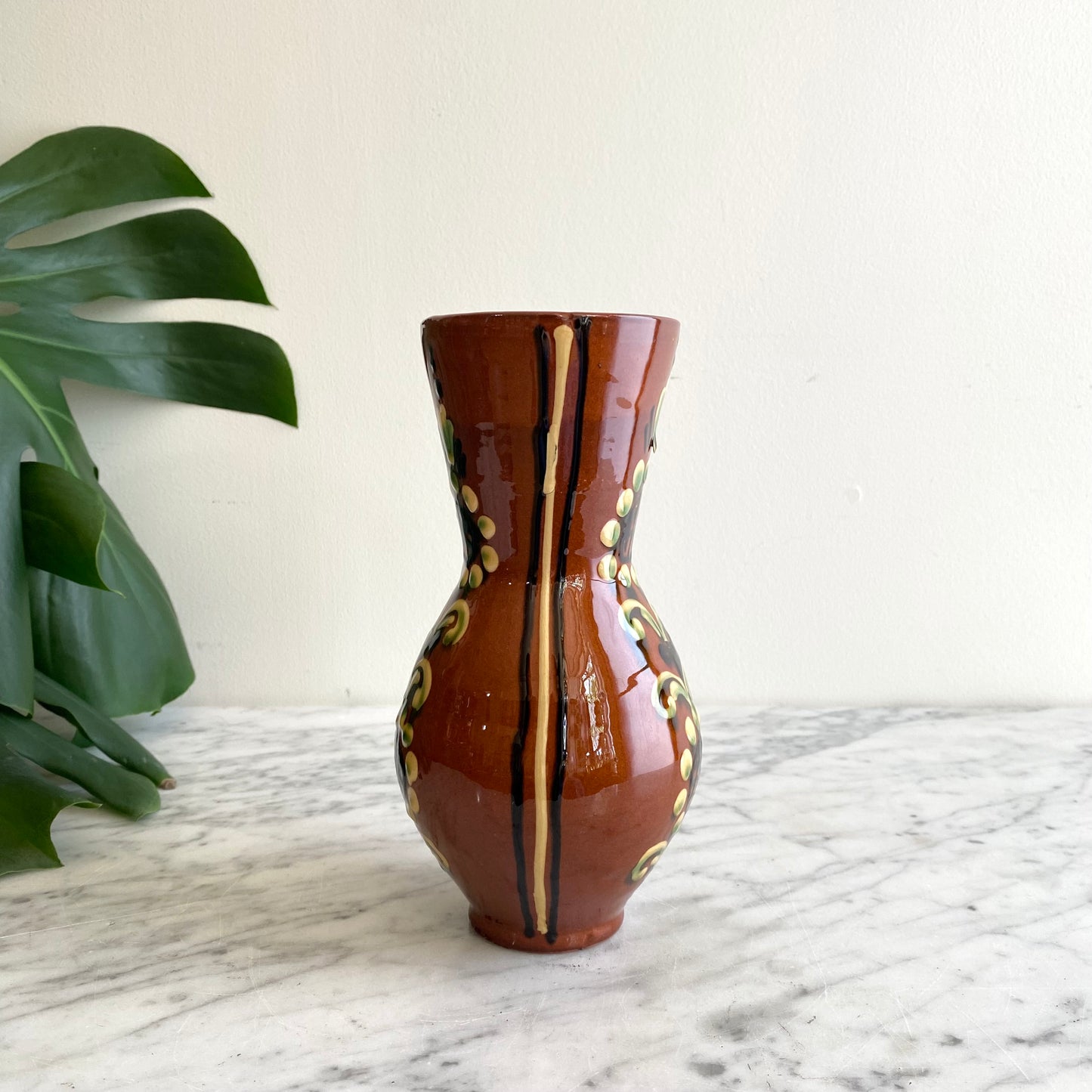 Vintage Hungarian Folk Art Pitcher, 8"