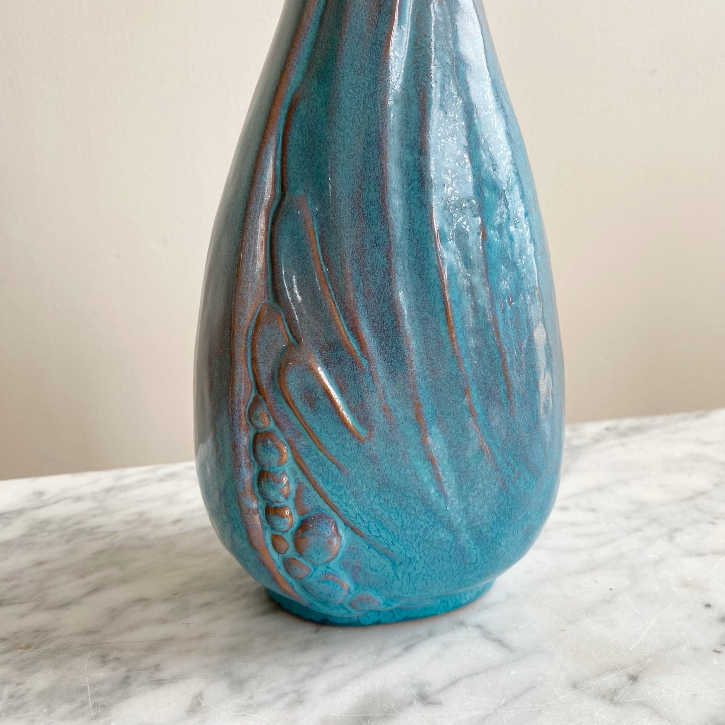 Vintage Ceramic Vase, Turquoise