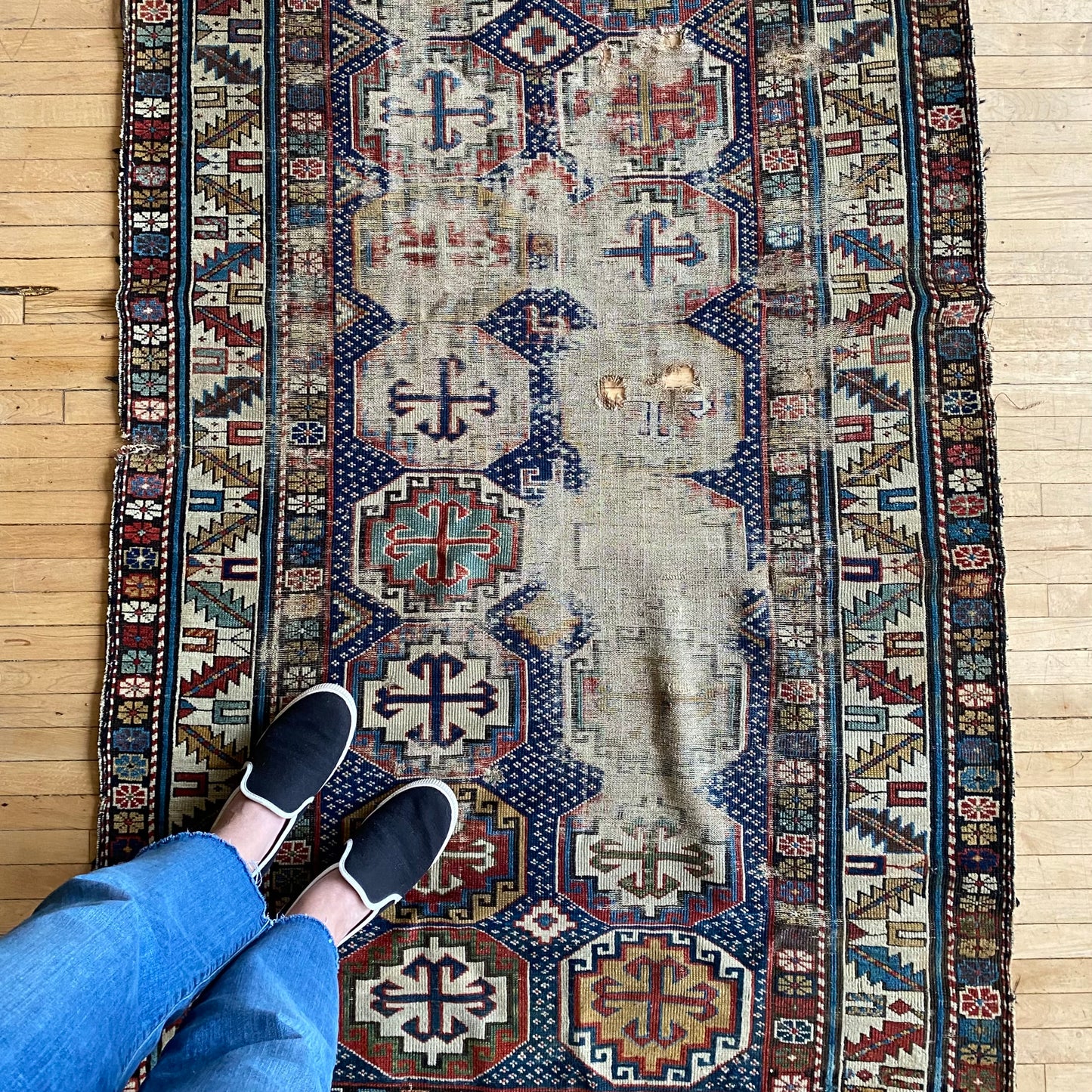 Antique Hand-knotted Russian Shirvan Rug (3'5" x 6'9")