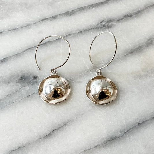 Vintage Silver Disc Dangle Earrings